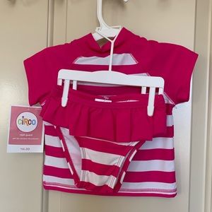 New with tags. 2-piece striped swimsuit